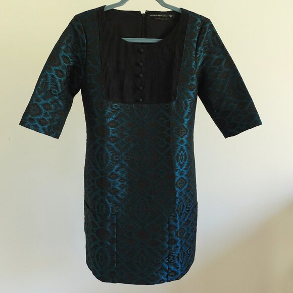 Mackage Collection Teal and Black Jacquard Dress - Size S - Picture 1 of 8